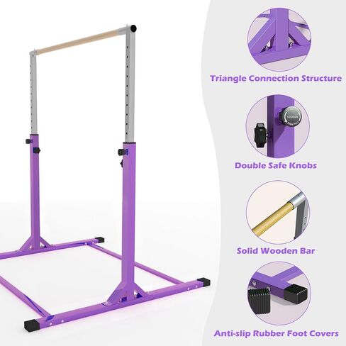 Gymnastics Bar, 3’ to 5’ Adjustable Height Gymnastic Horizontal Kip Bar for Kids Age 3-15 Home Gym Indoor Equipment in Saudi Arabia