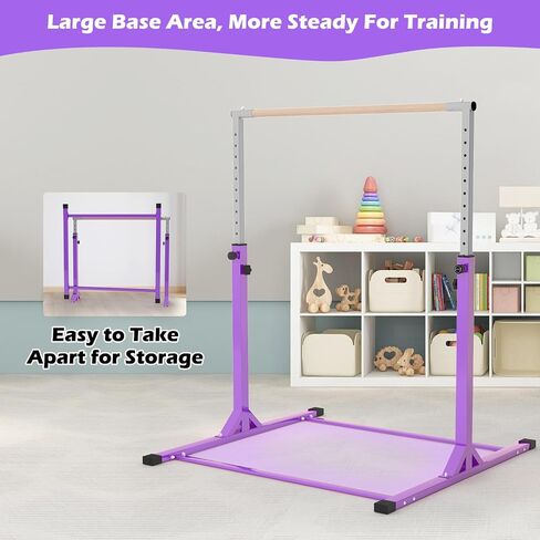 Gymnastics Bar, 3’ to 5’ Adjustable Height Gymnastic Horizontal Kip Bar for Kids Age 3-15 Home Gym Indoor Equipment in Saudi Arabia