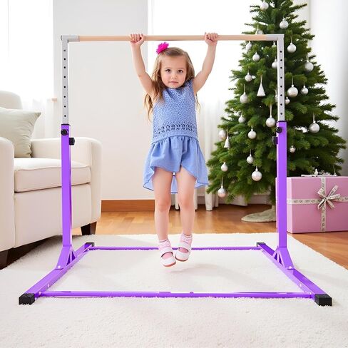 Gymnastics Bar, 3’ to 5’ Adjustable Height Gymnastic Horizontal Kip Bar for Kids Age 3-15 Home Gym Indoor Equipment in Saudi Arabia