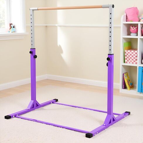 Gymnastics Bar, 3’ to 5’ Adjustable Height Gymnastic Horizontal Kip Bar for Kids Age 3-15 Home Gym Indoor Equipment in Saudi Arabia