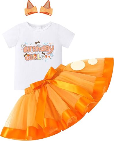 Imekis Toddler Birthday Girl Girl Outfit Shirt Ruffle Tutu Skirt Ears Clips Hair Clips st Cake Smash Photo Photo 1-6t in Kuwait