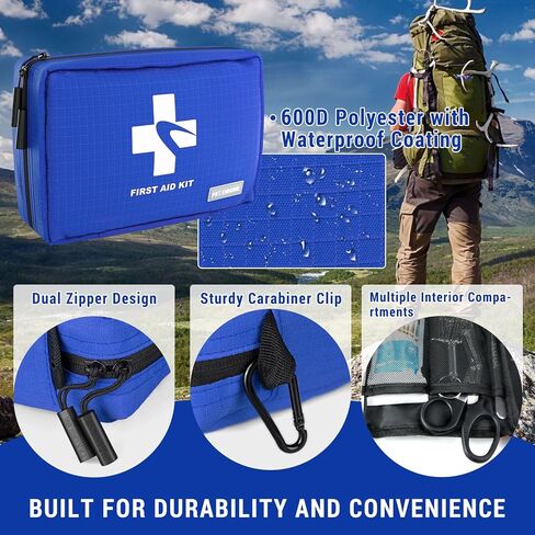 مجموعة الإسعافات الأولية المدمجة 300 جهاز كمبيوتر - مجموعة طوارئ طوارئ صغيرة مقاومة للماء للمنزل ، والسيارة ، والسفر ، والتخييم ، والمشي لمسافات طويلة ، والشاحنة ، والمكتب ، والرياضة والخارجية - حقيبة الإسعافات الأولية الخفيفة الوزن in Kuwait