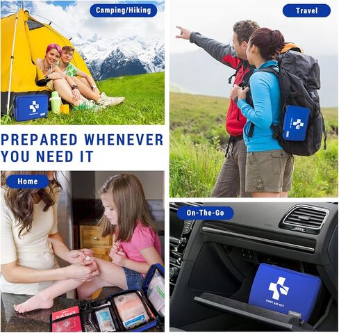 مجموعة الإسعافات الأولية المدمجة 300 جهاز كمبيوتر - مجموعة طوارئ طوارئ صغيرة مقاومة للماء للمنزل ، والسيارة ، والسفر ، والتخييم ، والمشي لمسافات طويلة ، والشاحنة ، والمكتب ، والرياضة والخارجية - حقيبة الإسعافات الأولية الخفيفة الوزن in Kuwait