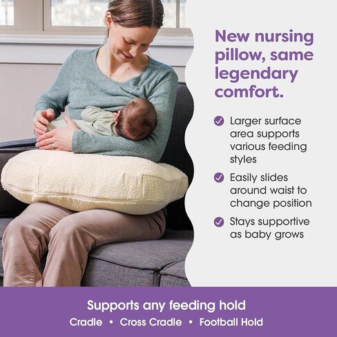 Boppy Nursing Pillow with Luxe Fabric Cover, Moss Quilted, More Supportive Pillow for Breastfeeding & Bottle Feeding, Firmer, Higher, Larger Area Than Original Nursing Pillow w/Premium Fabric Cover in Kuwait