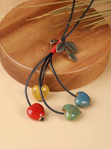 MINACHI Boho Hippie Blue Ceramic Bead Lucky Leaf Long Necklace Bohemian Jewelry Gift in Saudi Arabia