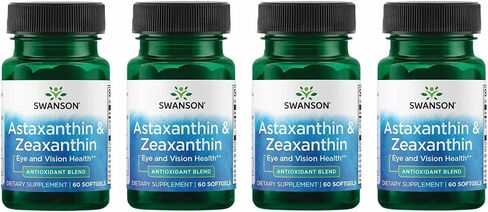 Swanson Astaxanthin & Zeaxanthin Eye Vision Brain Skin Health Antioxidant Support Supplement (Astaxanthin 4 mg & OmniXan Zeaxanthin 4 mg) 60 Softgels Sgels in Saudi Arabia