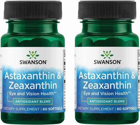 Swanson Astaxanthin & Zeaxanthin Eye Vision Brain Skin Health Antioxidant Support Supplement (Astaxanthin 4 mg & OmniXan Zeaxanthin 4 mg) 60 Softgels Sgels in Saudi Arabia