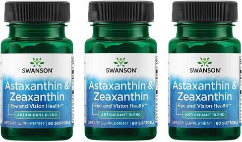 Swanson Astaxanthin & Zeaxanthin Eye Vision Brain Skin Health Antioxidant Support Supplement (Astaxanthin 4 mg & OmniXan Zeaxanthin 4 mg) 60 Softgels Sgels in Saudi Arabia