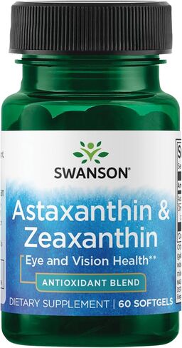 Swanson Astaxanthin & Zeaxanthin Eye Vision Brain Skin Health Antioxidant Support Supplement (Astaxanthin 4 mg & OmniXan Zeaxanthin 4 mg) 60 Softgels Sgels in Saudi Arabia