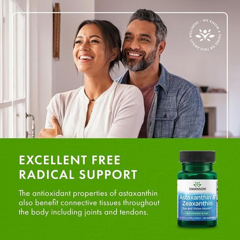 Swanson Astaxanthin & Zeaxanthin Eye Vision Brain Skin Health Antioxidant Support Supplement (Astaxanthin 4 mg & OmniXan Zeaxanthin 4 mg) 60 Softgels Sgels in Saudi Arabia