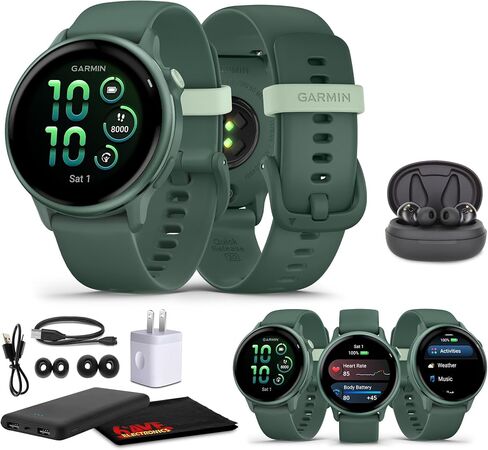 Garmin Vivoactive 6 Smartwatch Lunar Gold with Bone Silicone Band Best Fitness GPS Smart-Watch مع شاشة AMOLED ، بطارية لمدة 11 يومًا ، حزمة مراقبة تتبع النشاط المتقدمة للرجال والنساء in Kuwait