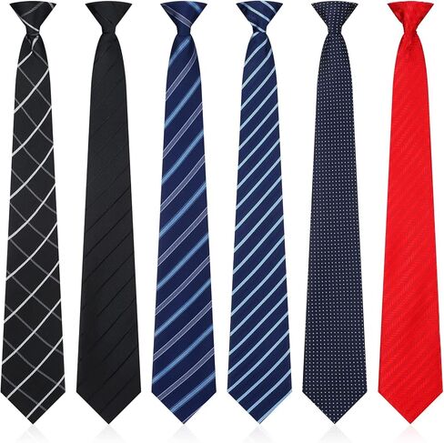 Janmercy 6 Pcs Clip on Tie for Men Clip on Easy Necktie Striped Solid Plaid Dots Mixed Lot Tie for Office School, 20 Inch (Retro Style) in Saudi Arabia