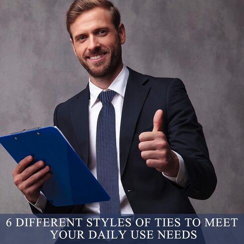 Janmercy 6 Pcs Clip on Tie for Men Clip on Easy Necktie Striped Solid Plaid Dots Mixed Lot Tie for Office School, 20 Inch (Retro Style) in Saudi Arabia