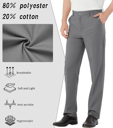 Men's Classic Fit Flex Expandable Waist Flat Front Dress Pants in Saudi Arabia