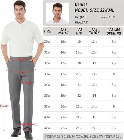 Men's Classic Fit Flex Expandable Waist Flat Front Dress Pants in Saudi Arabia