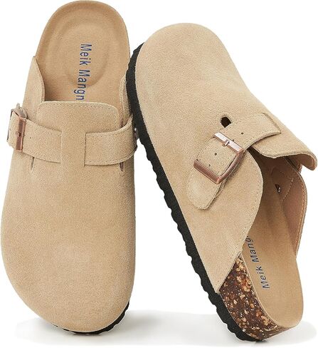 Womens Clogs Soft Leather Mules Cork Footbed Sandals Non-Slip Comfort Potato Shoes in Kuwait