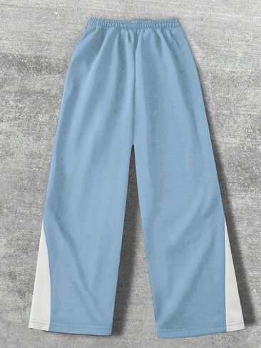 صبي y2k الساق الواسعة الساق الساقية خمر سراويل العرق العصرية العرق مرنة الخصر شارع الشارع مع جيوب in Kuwait