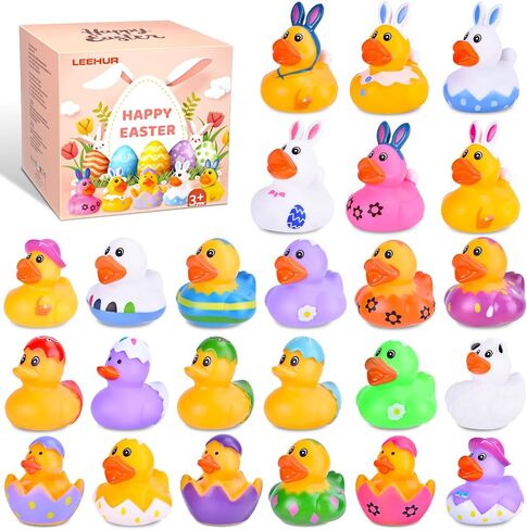 24 PCS Easter Rubber Ducks بكميات كبيرة ، Duckies Bunny لبط الجيب ، البط الربيعي الصغير لألعاب حمام الأطفال ، و Sustress Floater Duck Easter Stains and Party Favors in Kuwait