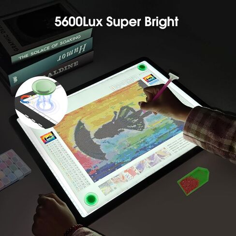 A3 LED Light Pad for Diamond Painting, iVAOOZE 8000+ Lux Adjustable Brightness Tracing Light Box with Stand & UL Adapter, Ultra-Thin Light Board for Weeding Vinyl, Drawing, Animation, Sketching… in Saudi Arabia