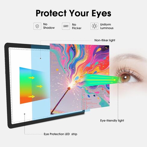 A3 LED Light Pad for Diamond Painting, iVAOOZE 8000+ Lux Adjustable Brightness Tracing Light Box with Stand & UL Adapter, Ultra-Thin Light Board for Weeding Vinyl, Drawing, Animation, Sketching… in Saudi Arabia