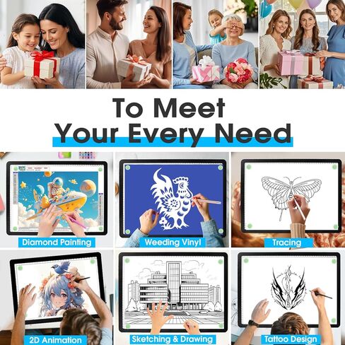 A3 LED Light Pad for Diamond Painting, iVAOOZE 8000+ Lux Adjustable Brightness Tracing Light Box with Stand & UL Adapter, Ultra-Thin Light Board for Weeding Vinyl, Drawing, Animation, Sketching… in Saudi Arabia