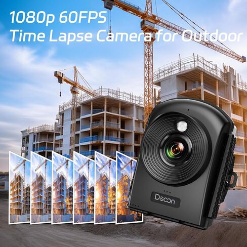 Time Lapse Camera,1080P FHD Timelapse Camera Outdoor Construction Recording,180-Days Standby,110° Wide Angle & 2.4" LCD Screen,IP66 Waterproof,Multiple Modes,Includes 32GB TF Card in Kuwait