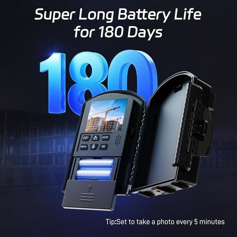 Time Lapse Camera,1080P FHD Timelapse Camera Outdoor Construction Recording,180-Days Standby,110° Wide Angle & 2.4" LCD Screen,IP66 Waterproof,Multiple Modes,Includes 32GB TF Card in Kuwait