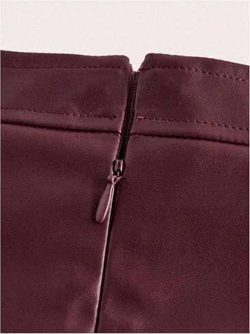 WDIRARA Women's PU Leather Buckle Belted Low Rise Skirt Y2k Pleated Mini Skirt in Saudi Arabia