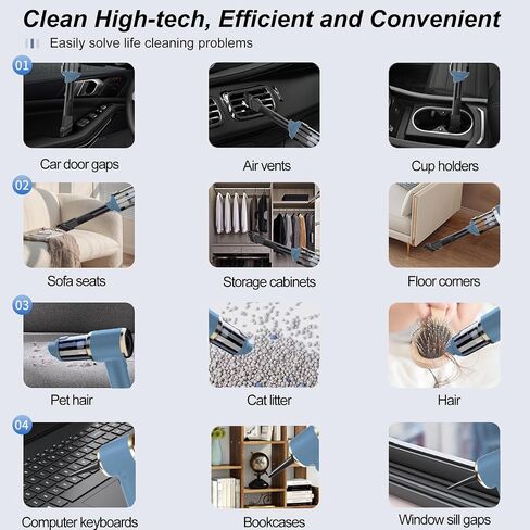 Electric Compressed Air Duster, Powerful 4-in-1 Cordless Air Duster, Mini Air Blower with 4000mAh, Portable Rechargeable Wireless Vacuum Cleaner for Car, Computer, Keyboard in Saudi Arabia