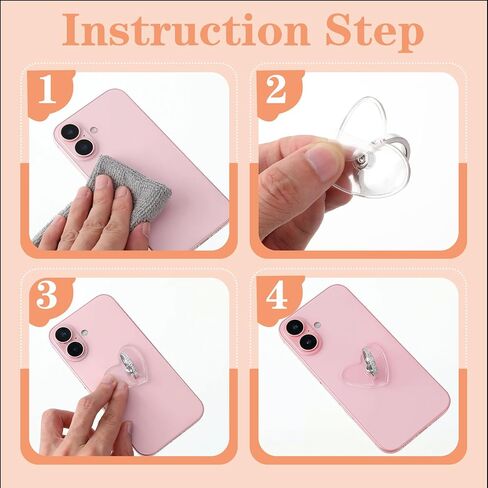 4pcs حلقة الهاتف الخليوي الشفافة ، إعداد الماس ، حامل الحلقة ، حامل ، 360 درجة الدوران 180 درجة قابلة للتعديل للهاتف المحمول ، شكل القلب ، شكل القلب in Kuwait