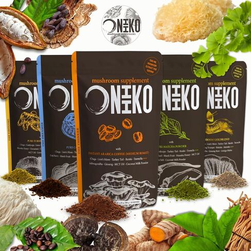 ملحق Oniiko Mushroom مع الكركم +++ 5 مستخلصات فطر وظيفية (1500 ملجم / وجبة) ، إمدادات مدتها شهر واحد (30 × 6G حصة) / (6.35 أوقية / 180 جم ، مقتطفات الفطر مع الكركم) in Saudi Arabia