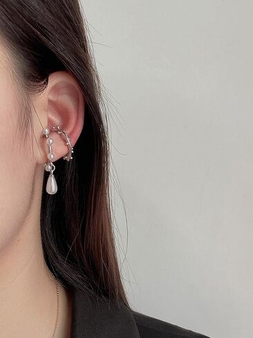 Dainty Ear Cuffs Earrings Non Pierced Sparkling Rhinestones Cartilage Climber Ear Wrap Earrings Clip on Earrings Minimalist Cuff Fake Earrings Trendy Jewelry for Women in Kuwait