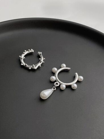 Dainty Ear Cuffs Earrings Non Pierced Sparkling Rhinestones Cartilage Climber Ear Wrap Earrings Clip on Earrings Minimalist Cuff Fake Earrings Trendy Jewelry for Women in Kuwait