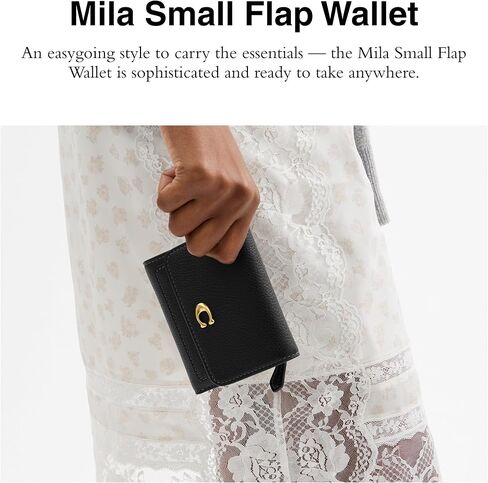 Coach Women's Mila Small Flap Wallet in Signature Canvas Accessory-Travel, B4/Tan Caramel, One Size in Saudi Arabia