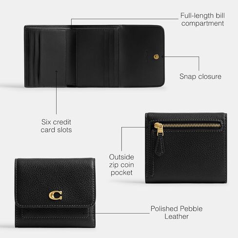 Coach Women's Mila Small Flap Wallet in Signature Canvas Accessory-Travel, B4/Tan Caramel, One Size in Saudi Arabia