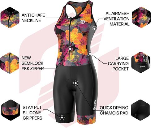 SLS3 Triathlon Suits Women - Olcyfeless Trisuit Women - Fxium FX Fabric ، Tri Suit Womens Triathlon Suit ، No Shelf Bra (Black/Sangria Camo ، X -Large) in Kuwait