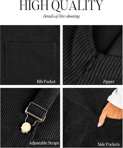 CUPSHE Women Corduroy Summer Dress Front Bib Pocket Square Neck Wide Squary Squar in Saudi Arabia