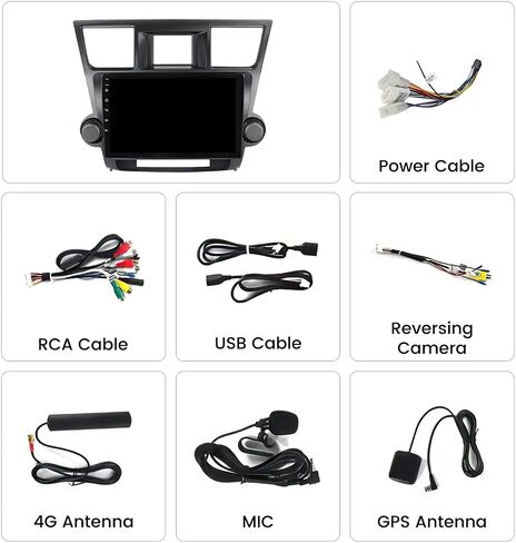 Radio for Toyota Highlander: 8 Core 4+64GB Stereo لـ Toyota Highlander 2009-2014 Radio Upgrade Dash Kit GPS MAVIMAGINE in Kuwait