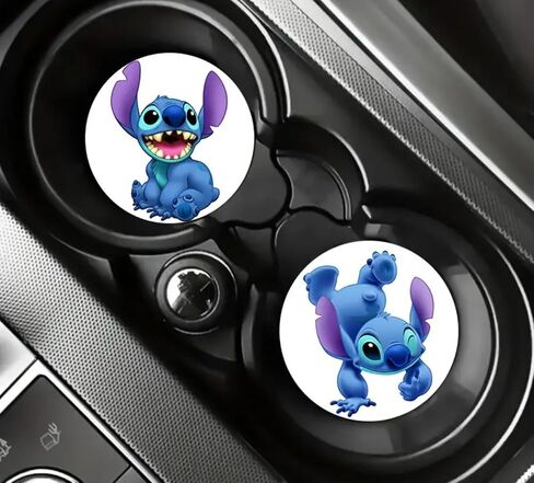 Rawan Car Cup Holder Coaster, 2PCS Cute Cartoon Car Coasters for Cup Holder Universal Auto Anti Slip Insert Coaster Car Assecories for Women Men,Cute Car Interior Accessories (E) in Saudi Arabia