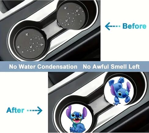 Rawan Car Cup Holder Coaster, 2PCS Cute Cartoon Car Coasters for Cup Holder Universal Auto Anti Slip Insert Coaster Car Assecories for Women Men,Cute Car Interior Accessories (E) in Saudi Arabia