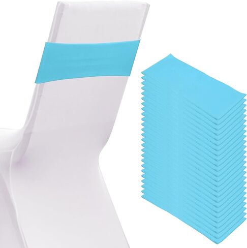 PATIKIL Premium Spandex Chair Sashes Bows, 25 Pcs Elastic Stretch Chair Cover Band Ties with Slider Buckle for Birthday Party Banquet Wedding Decoration, Black in Saudi Arabia