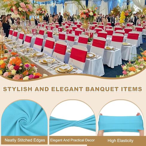 PATIKIL Premium Spandex Chair Sashes Bows, 25 Pcs Elastic Stretch Chair Cover Band Ties with Slider Buckle for Birthday Party Banquet Wedding Decoration, Black in Saudi Arabia