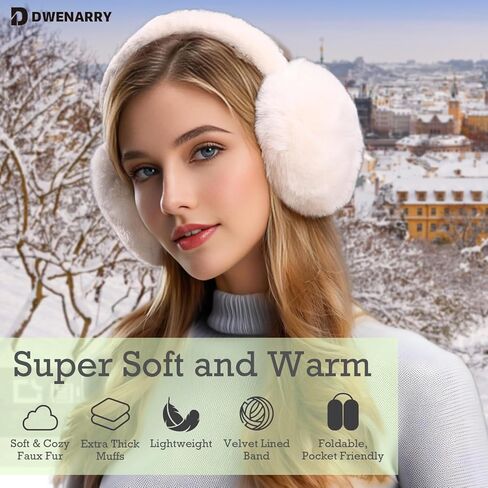 Women Winter Ear Muffs Warm faux fur Earmuffs Foldable Ear Warmer Ladies Ear Covers 1/2Pack in Kuwait