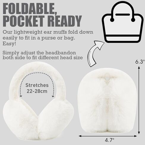 Women Winter Ear Muffs Warm faux fur Earmuffs Foldable Ear Warmer Ladies Ear Covers 1/2Pack in Kuwait