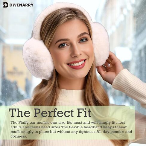 Women Winter Ear Muffs Warm faux fur Earmuffs Foldable Ear Warmer Ladies Ear Covers 1/2Pack in Kuwait