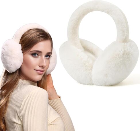 Women Winter Ear Muffs Warm faux fur Earmuffs Foldable Ear Warmer Ladies Ear Covers 1/2Pack in Kuwait