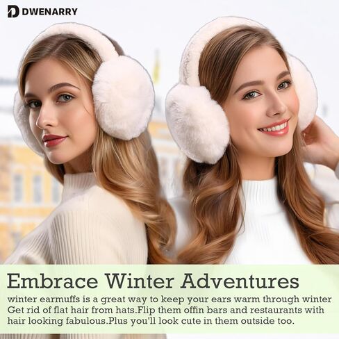 Women Winter Ear Muffs Warm faux fur Earmuffs Foldable Ear Warmer Ladies Ear Covers 1/2Pack in Kuwait