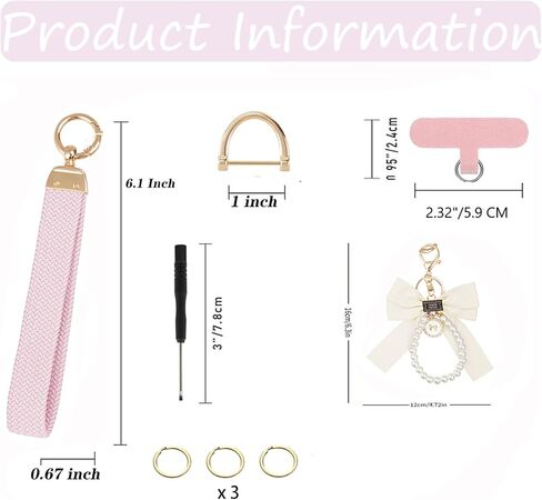 Wristlet Keychain for Women Wrist Lanyard for Keys Wristlet Strap Keychain Wristlet with D-ring and Cute Bow Keychain in Saudi Arabia