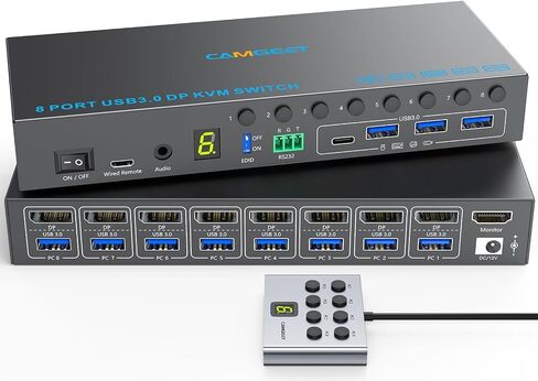 HDMI KVM Switch 2 PORT 8K@60HZ 4K@120HZ ， Angeet HDMI 2.1 KVM SWOMBON FOR 2 COMMUTERS SHARE 1 MONTRY و 3 USB 3.0 AGECE in Kuwait