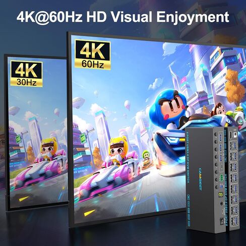 HDMI KVM Switch 2 PORT 8K@60HZ 4K@120HZ ， Angeet HDMI 2.1 KVM SWOMBON FOR 2 COMMUTERS SHARE 1 MONTRY و 3 USB 3.0 AGECE in Kuwait
